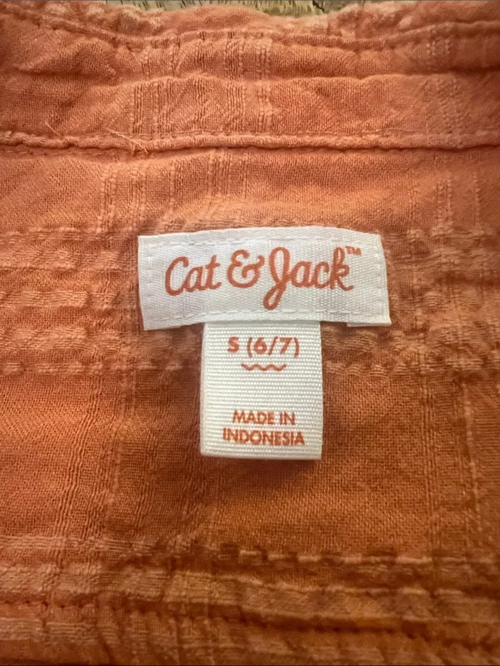 Cat & Jack Short-Sleeve Button-Down Shirt in Terracotta Orange